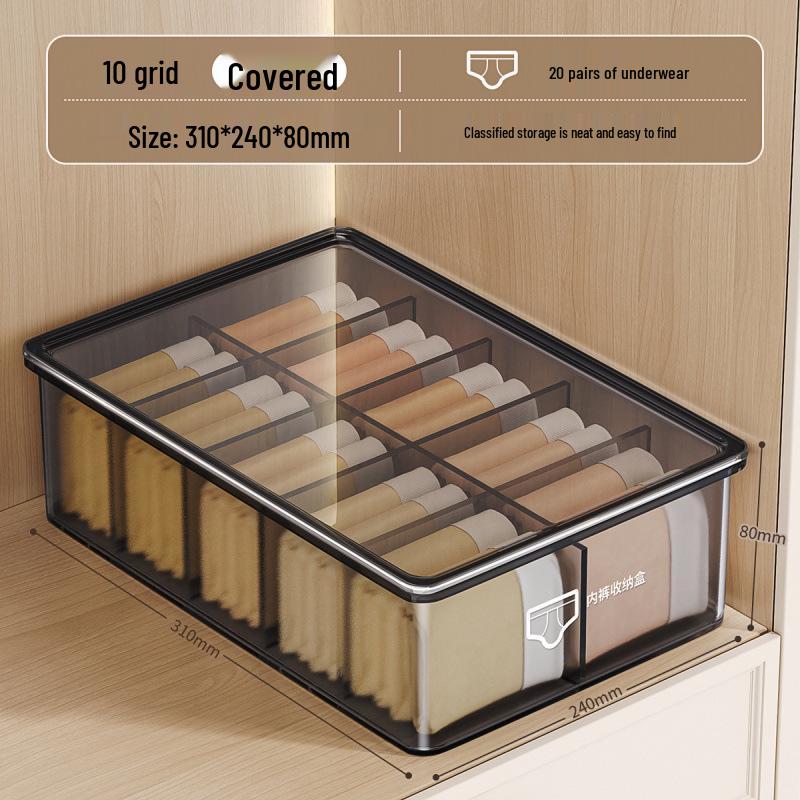 Drei-in-Eins Intimwäsche-Organizer mit Deckel: Aufbewahrungsbox für Unterwäsche, Slips & Socken