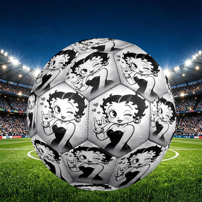 Betty Boop Print Size 5 Soccer Ball, PU Wear Resistant Football for Match Training and Daily Practice, Birthday Gift for Soccer Fans