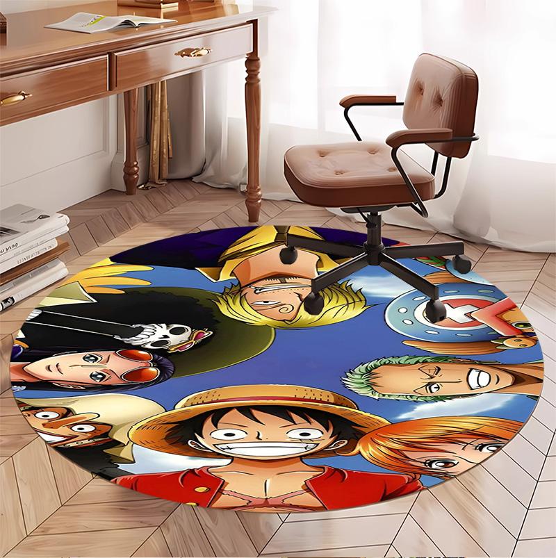 One Piece Pattern Round Rug, Indoor/Outdoor Mat, for Picnic, Gameroom, Bedroom, Office, Living Room, Home Decor Carpet, Birthday Gift