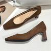 Fashion High Heels Women Square Toe Shoes Chunky Fashion Sexy Shallow Shoes Pumps Woman New 2025 Trend Spring Cozy Elegant Sandals Mujer