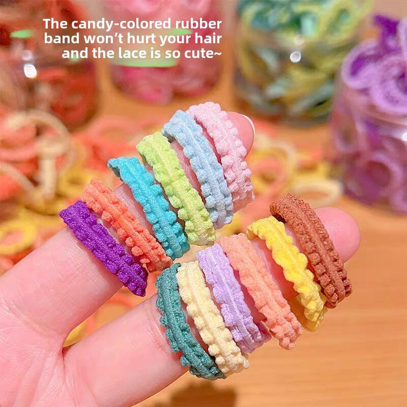 50-Piece Set: Lace Children's Thumb Rings & Ponytail Holders - Gentle On Hair, New Style Rubber Bands