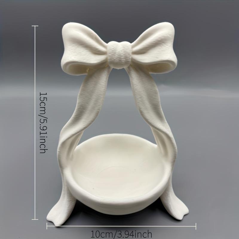 Cute Bow Jewelry Tray Aesthetic Jewelry Holder Trinket Organizer for Earrings Rings, Cute Vanity Decor Gift