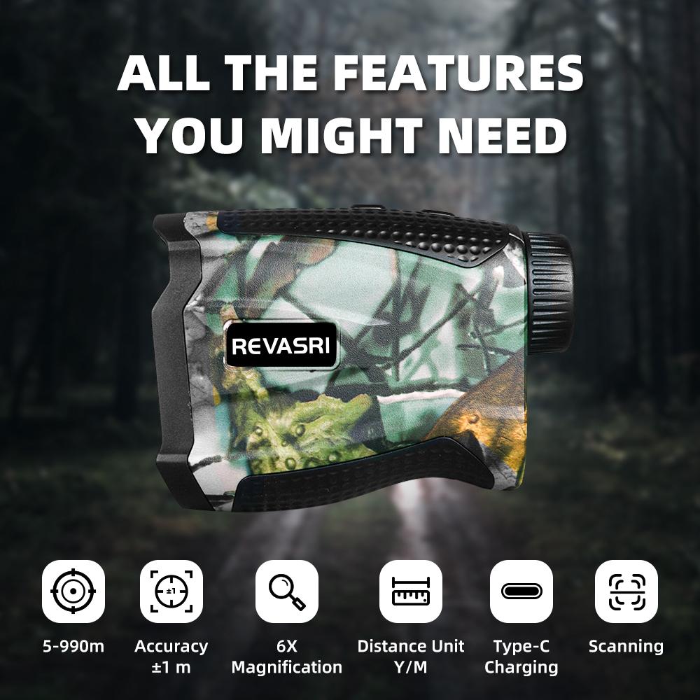 REVASRI 600/1000m Multi-function Laser Rangefinder for Golfing and Hunting with Range and Speed Mode Hunting Durable Lightweight