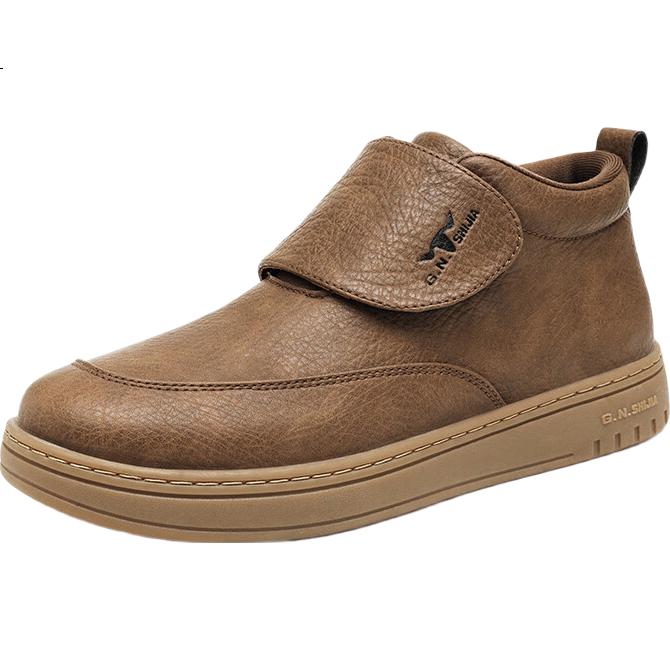 G.N.Shi Jia Men's Autumn Winter New Soft Sole Comfortable Casual Shoes British Retro High-top Leather Outdoor Commuting Shoes