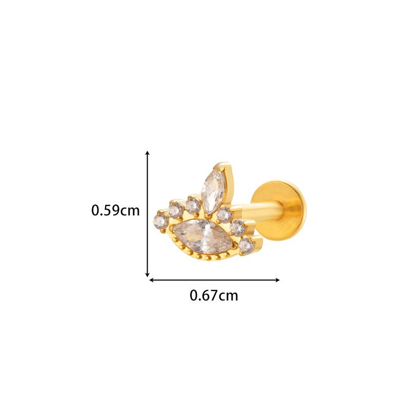 Henson F136 Titanium Micro-Paved Zirconia Heart Flat Back Internal Thread Cartilage & Lip Stud.