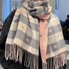 Autumn and winter hot-selling new love imitation cashmere versatile scarf women's warm thickened cold-proof plaid fringed shawl