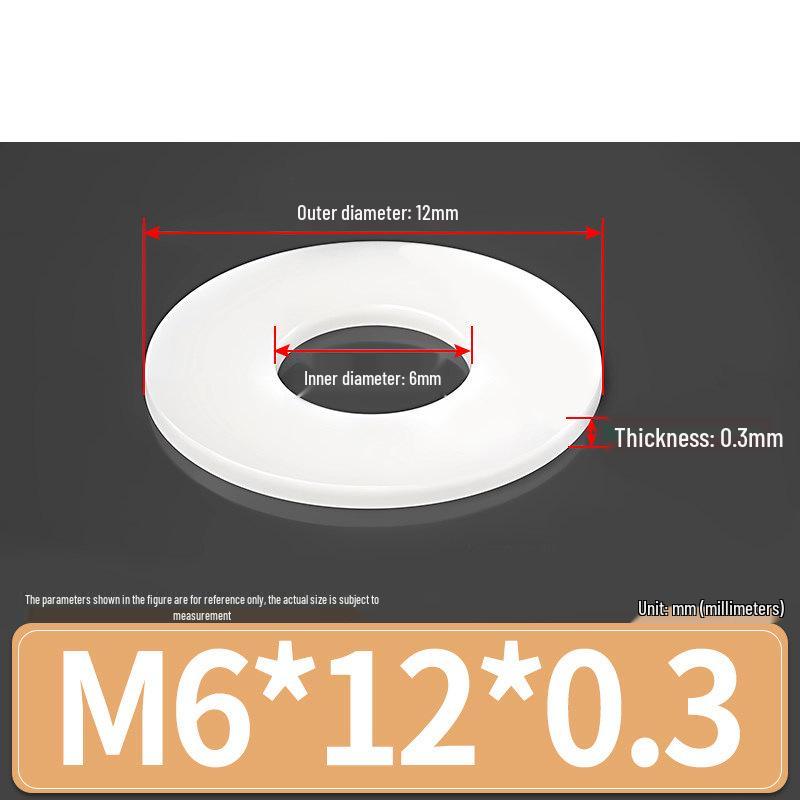 Rondella Piana Isolante in Gomma Nylon Plastica Ultra-Sottile, M3-M24