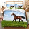 Horse And Green Grass Duvet Cover Set For Kids Boys Girls Teens Lightweight Quilt Covers Spring Themed Bedding Set Bedroom Decor