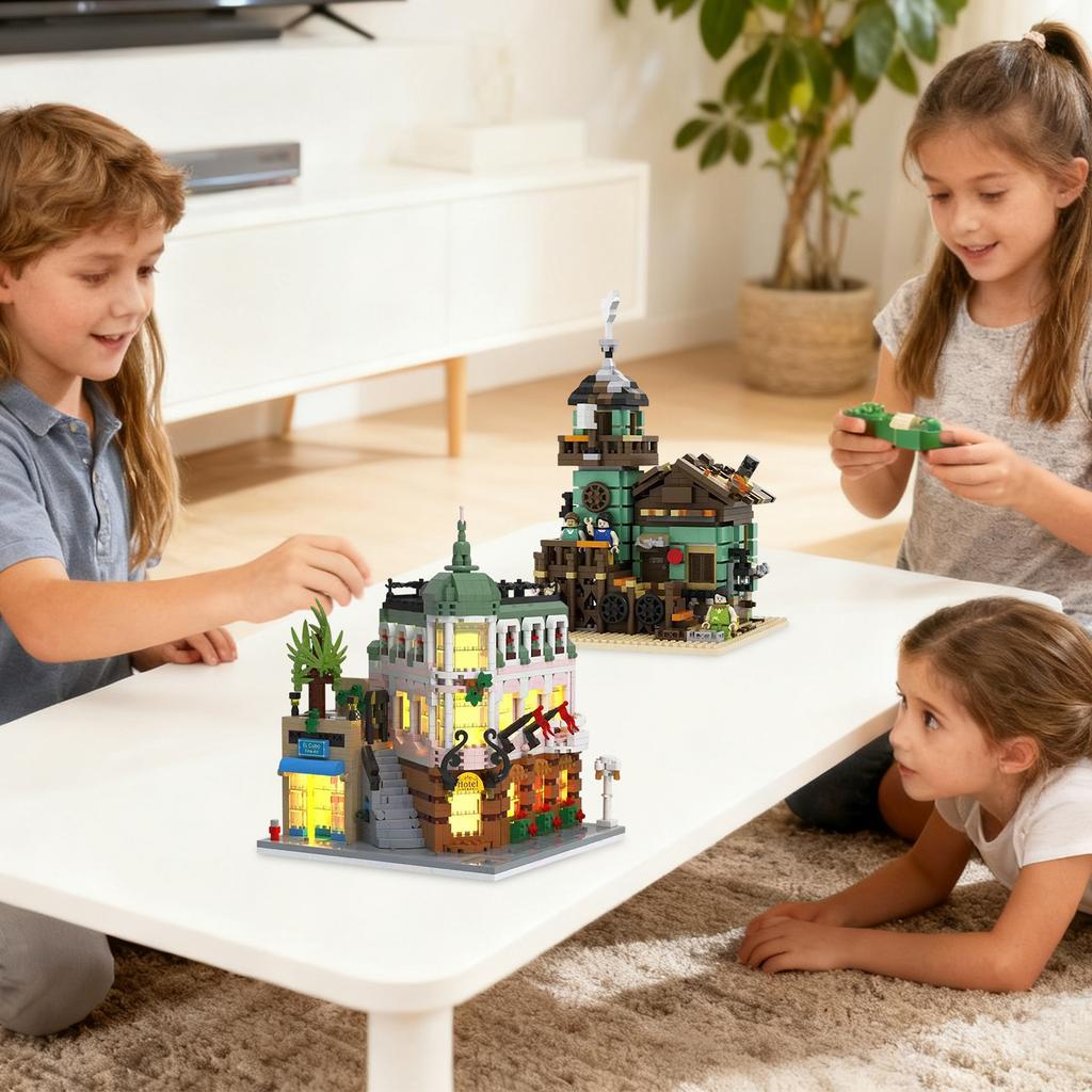 Compatible With High-quality Corner Hotel Building Block Models, Challenging Educational Building Block Structures