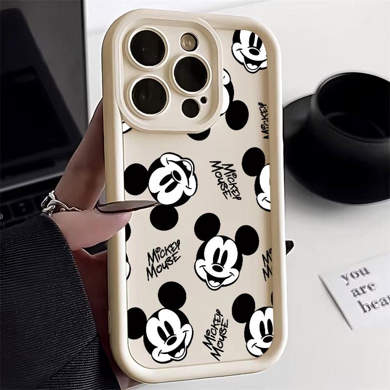 Mickey Mouse Cartoon Black White Phone Case For iPhone 17E 11 12 13 14 15 16 17 Pro Max Fundas 17 Air Plus 16e 13Mini Back Cover