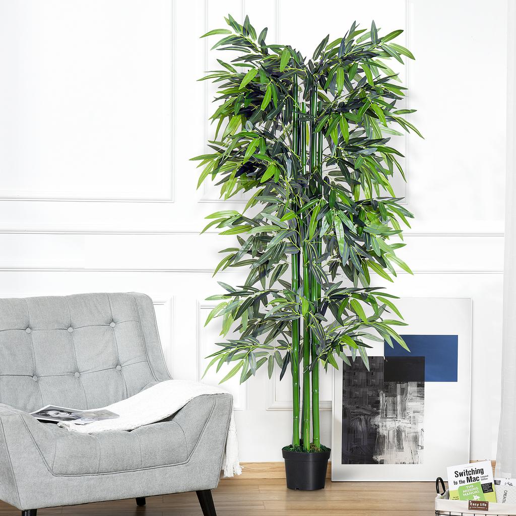6ft Artificial Bamboo Tree Plant Greenery In A Pot for Home Office Planter 1.8M