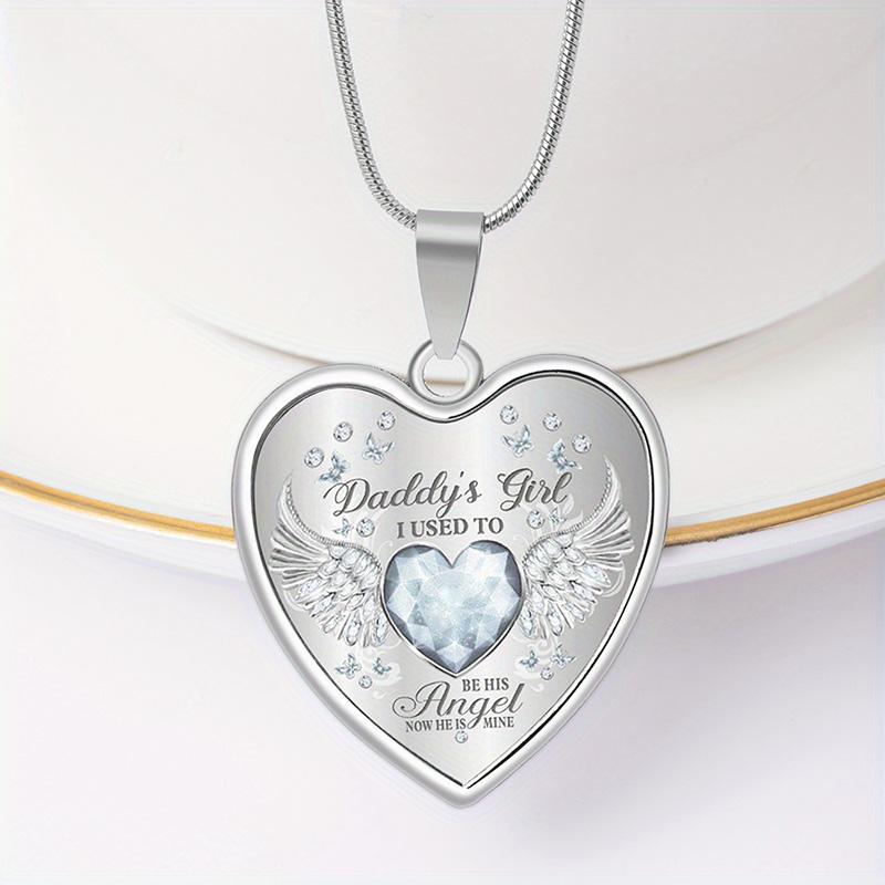 12 Months Angel Wings Daddys Girl Heart Pendant Necklace Birthday Gifts For Daugher Epoxy Jewelry
