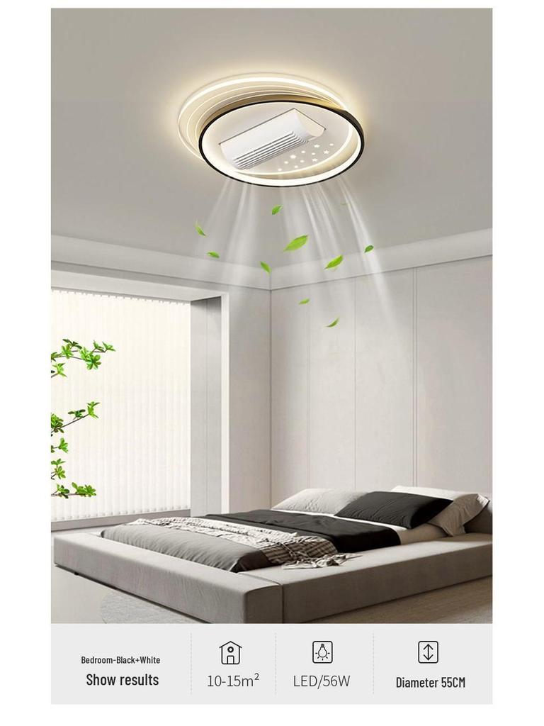 Smart Tricolor Leafless Ceiling Fan Light with Voice Control for Living Room & Bedroom - 110V