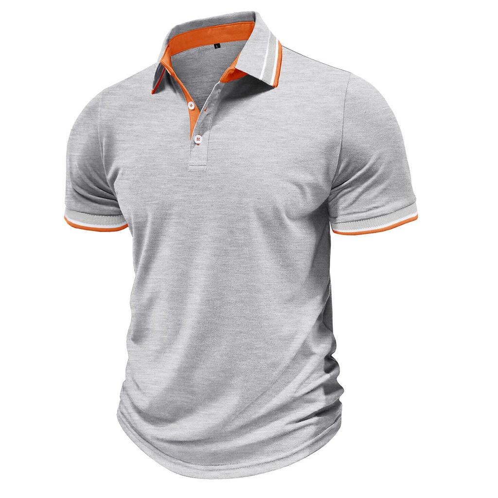 Men’s T-shirts Color Block Short Sleeves Polo Shirts Lapel Collar Tops Daily Casual Summer Menswear Tennis Golf Shirt