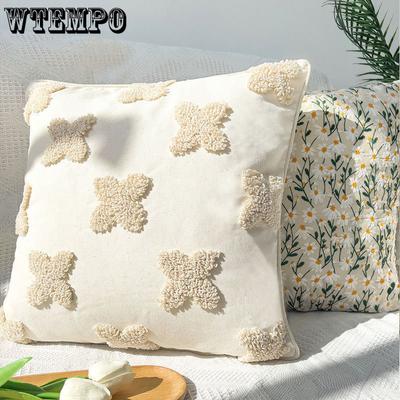 Capa de Almofada Borla Fronha Quadrada Bordado Removível Lavável Dormitório Escritório Quarto Cintura Fronhas