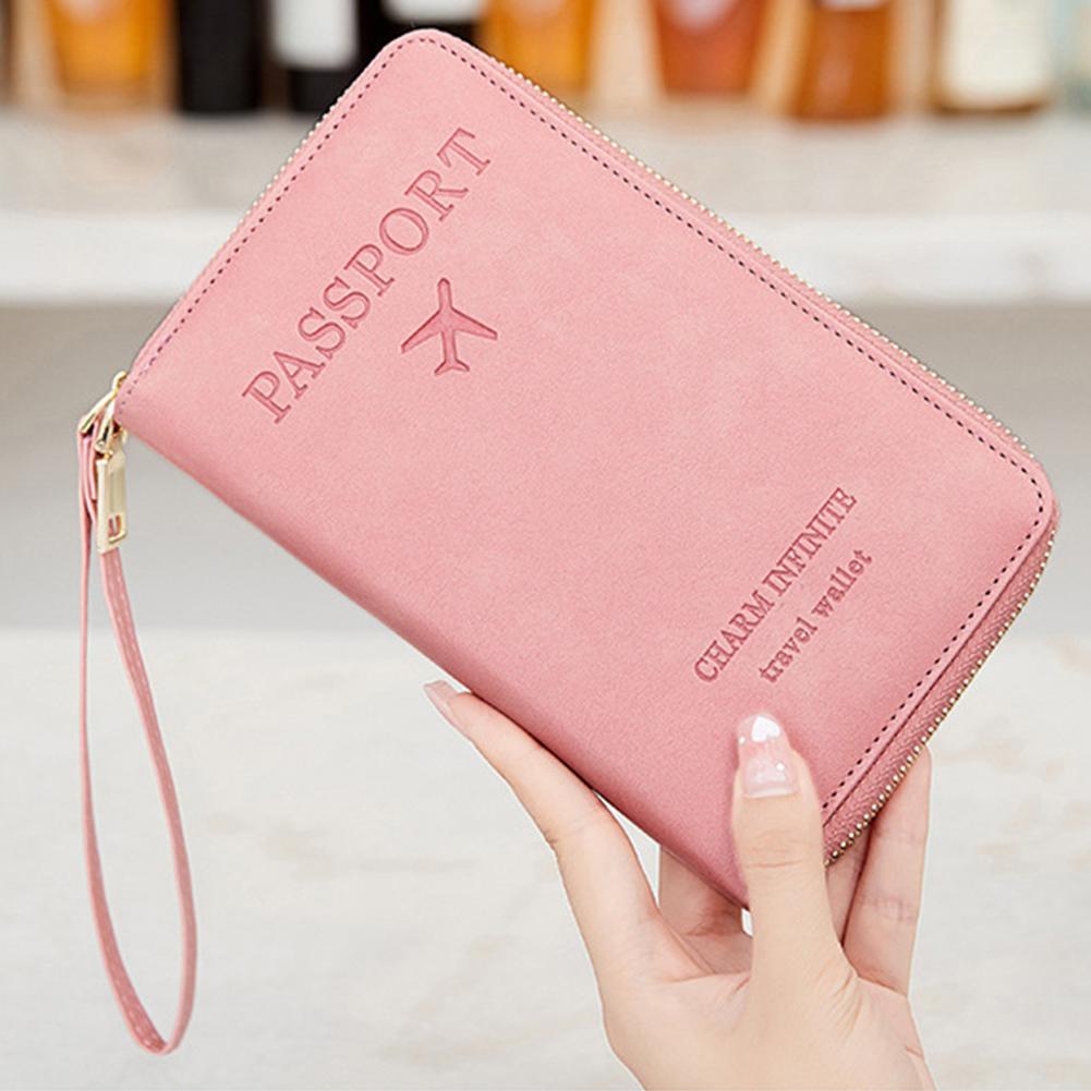 RFID Blocking Passport Holder Covers Case Anti-Theft Travel Wallet Multi-Pockets Zipper Wallet Leather Unisex Travel Accessories