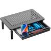 WALI Monitor Stand Riser for Computer Stand with 3 Adjustable Laptop Stand with Drawer and Cell Phone Holder for and School 1 Black Desk, Storage,