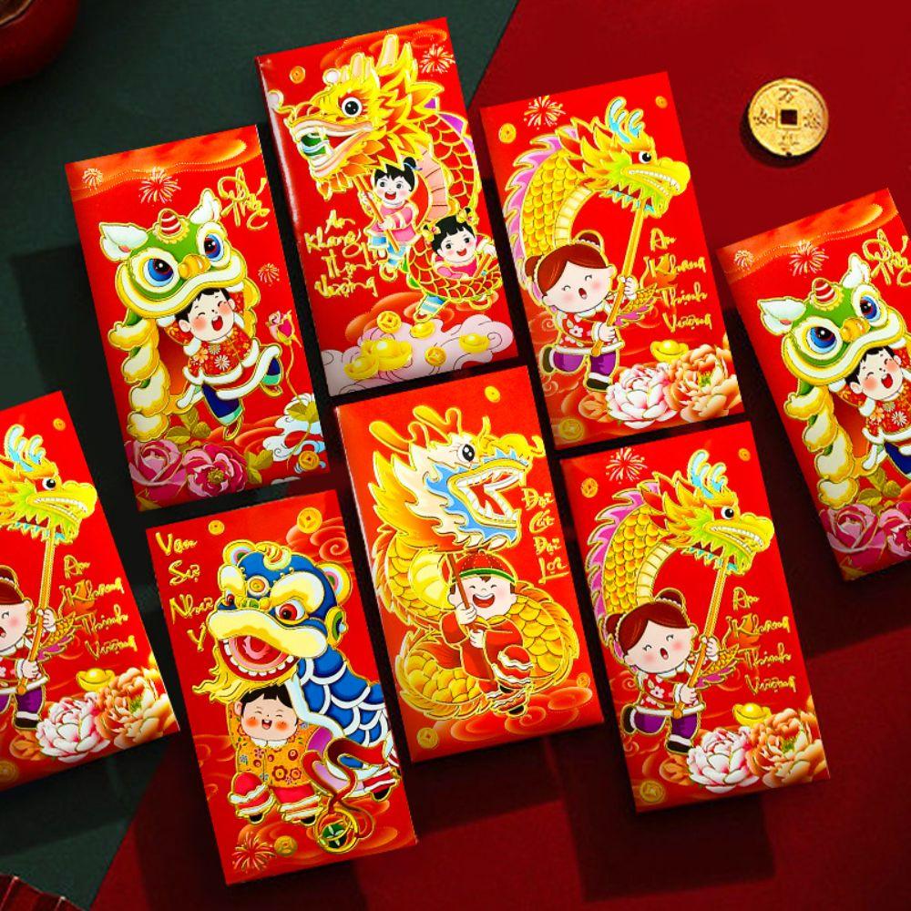 6pcs Colorful Goat Pattern Spring Festival Lucky Money Bag The Year of The Goat Red Packet Party