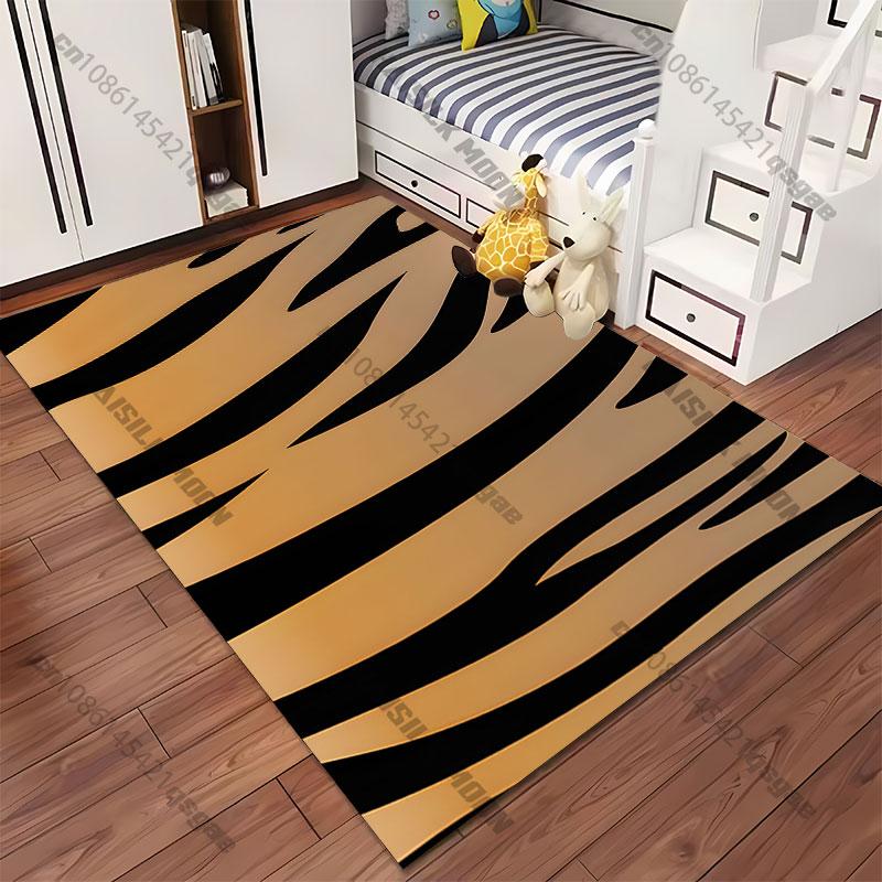 Tiger Stripe Pattern Design Carpet Yoga Living Room Room Decor Children's Crawling Mat Doormat Area Rug Games Mat