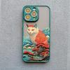 Japanese Anime Style Case For iPhone 16 14 15 Plus Pro Max XS X XR SE2 Cat Case For iPhone 7 8 11 12 13 Mini Shockproof Covers