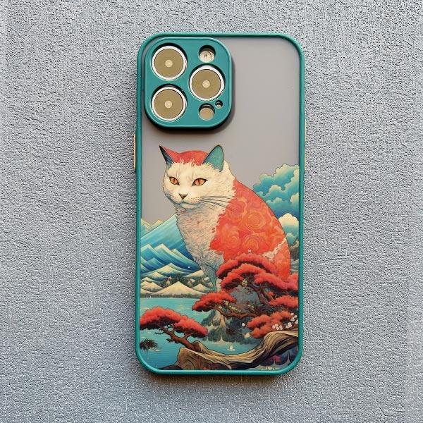 Japanese Anime Style Case For iPhone 16 14 15 Plus Pro Max XS X XR SE2 Cat Case For iPhone 7 8 11 12 13 Mini Shockproof Covers
