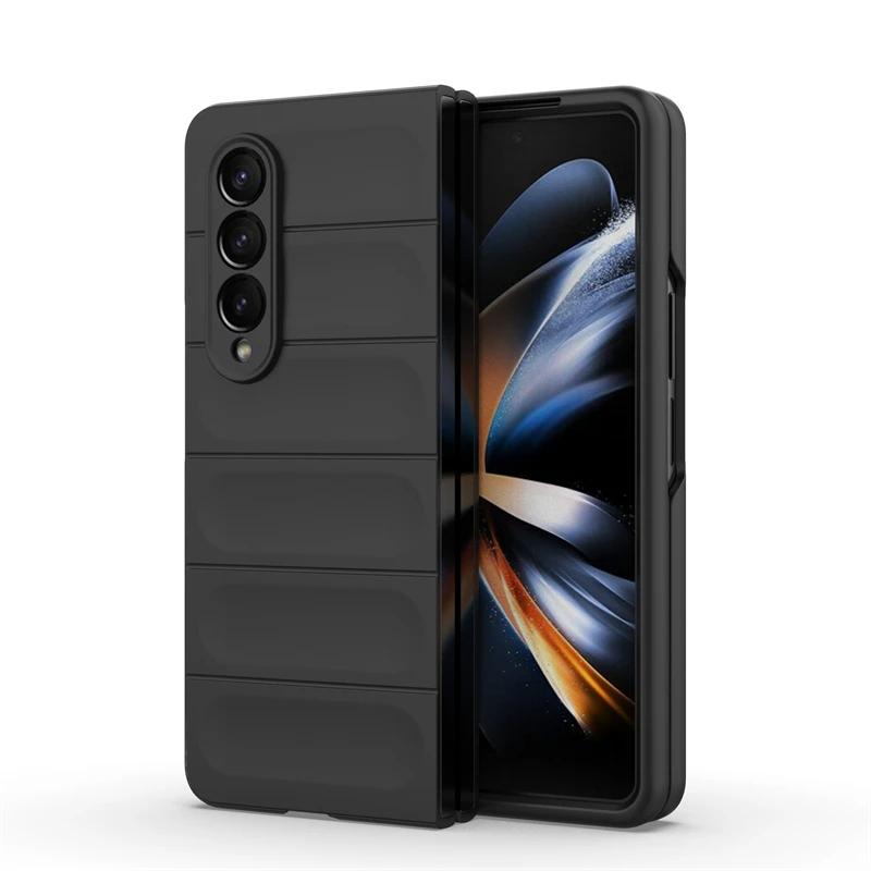 For Samsung Galaxy Z Fold4 3 5 5g Back Cover Phone Case Soft Liquid Silicone Anti-fall Shockproof Armor Protect Funda Coque