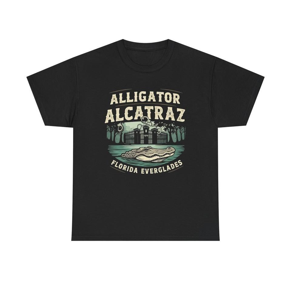 Alligator Alcatraz Prison Florida Everglades Unisex Black T Shirt Unisex T-Shirt XXL