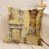 Retro Roman Architectural Cushion Cover Silky Short Plush Invisible Zipper Dustproof Sofa Pillow Case For Home Decor