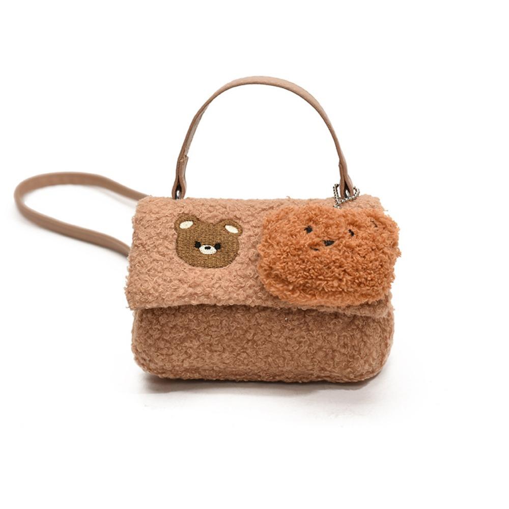 Korean Style Plush Bear Crossbody Bag Cartoon Cute Cookie Handbag Mini Message Bag  Girls
