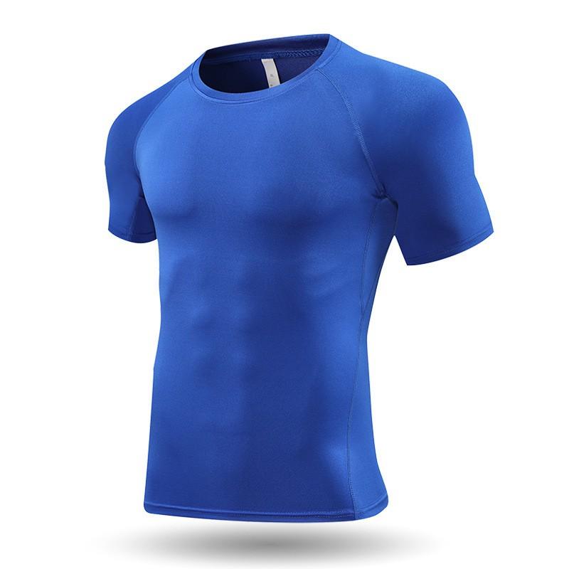 Mens Solid Quick Dry Compression Cycling Jersey Breathable Elastic Sport Running Training T-shirt Tops