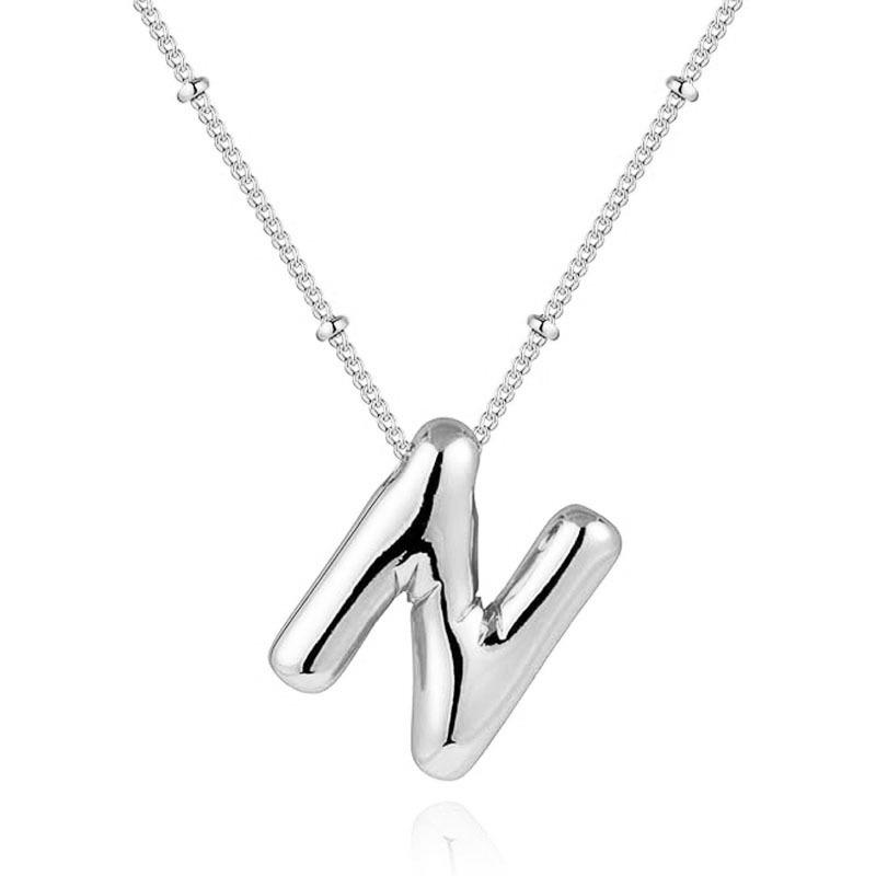 European and American 26-Letter Balloon Bubble Gold Titanium Steel Pendant Necklace for Women Copper