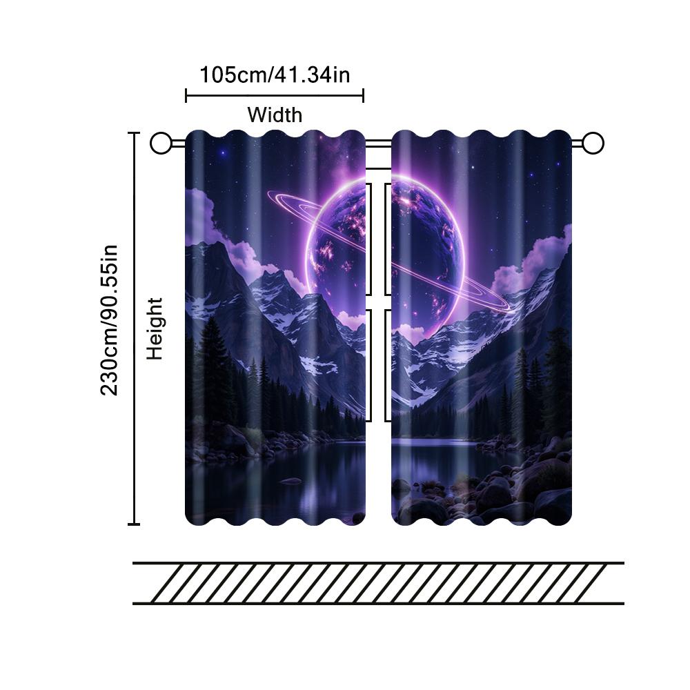 2 pcs, filtering curtains (excluding rods, non-movable, without batteries) Galaxy Space for use in bedrooms and living rooms
