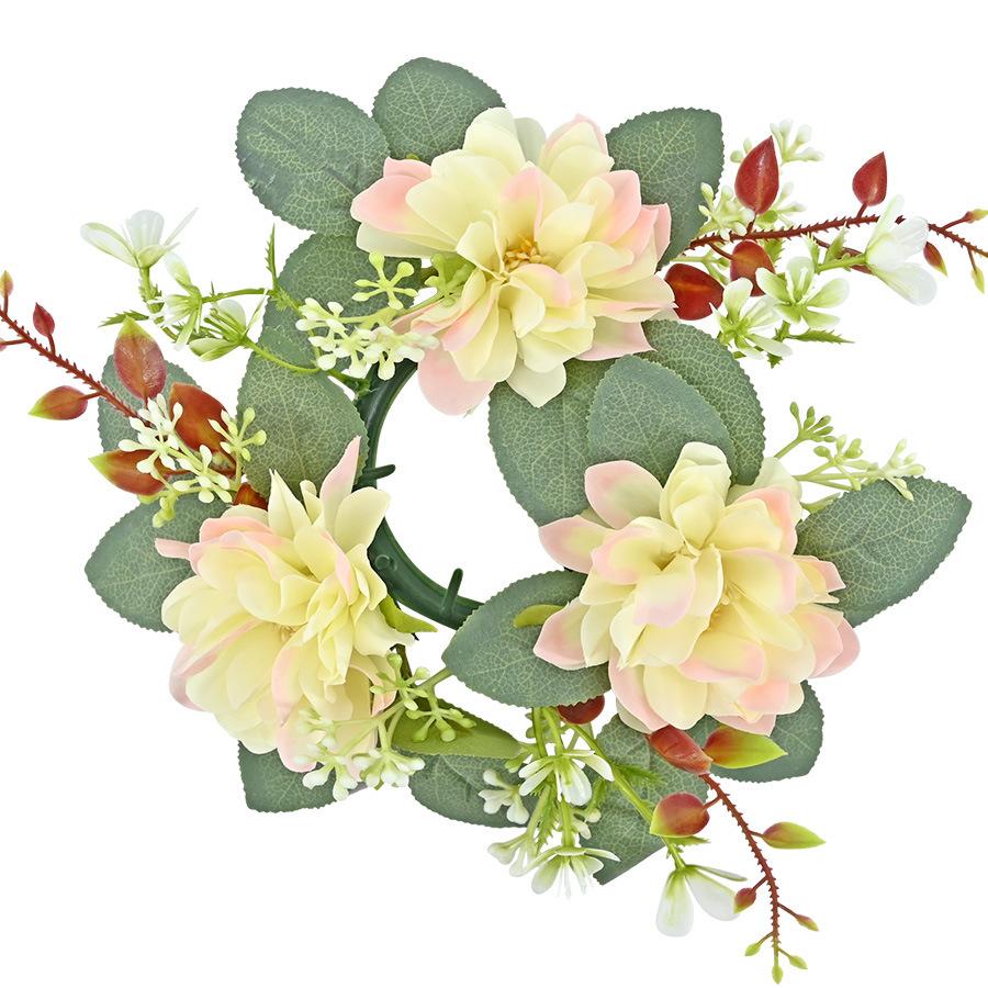 Simulation Dahlia Candlestick Wreath Simulation Wreath Dining Table Decoration Wedding Photography Props