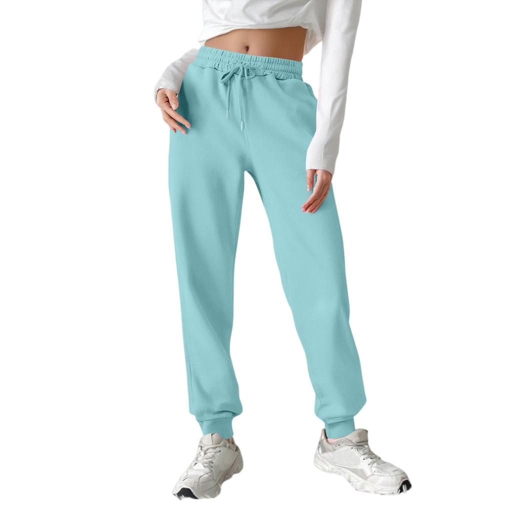 Women's Fashion Sport Solid Color Drawstring Pocket Casual Sweatpants Pants