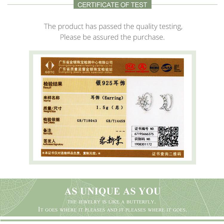 WOSTU Authentic 925 Sterling Silver Moon & Star Earrings Classic Zircon Smart Earrings For Women