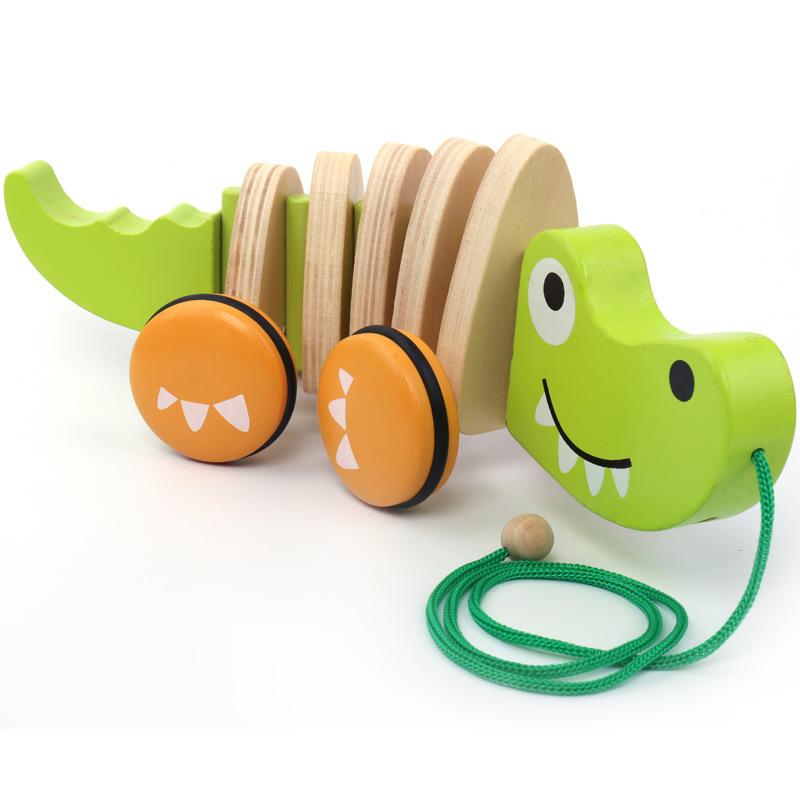 Puzzle Children Wooden Animal Toy Car Cartoon Puppy Wooden Cart With Gift for Boys and Girls