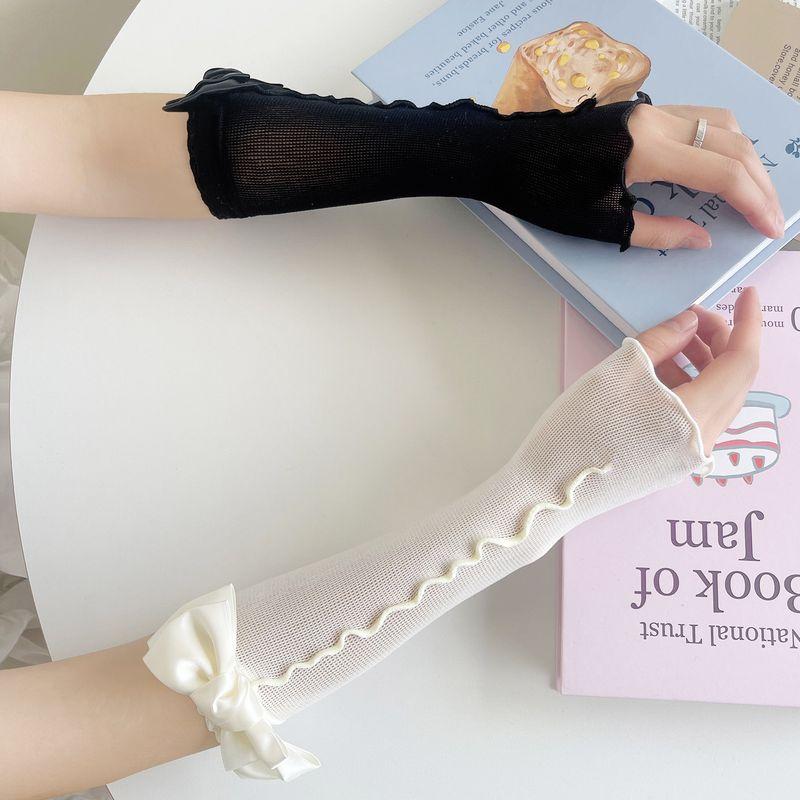 

Лолита Бант Рукав Руки Японская мода Новое поступление Деревянное ухо Индивидуальность Девушка Тонкие Маскирующие Солнцезащитные Перчатки для Рук Black All yards