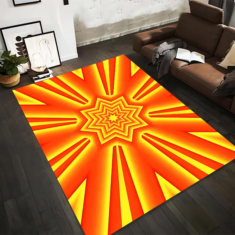 

Bright Starburst Pattern Carpet with Vibrant Red and Yellow Design Suitable for use as an anti-slip for living room bedroom sofas 40x60cm( 15x23in )