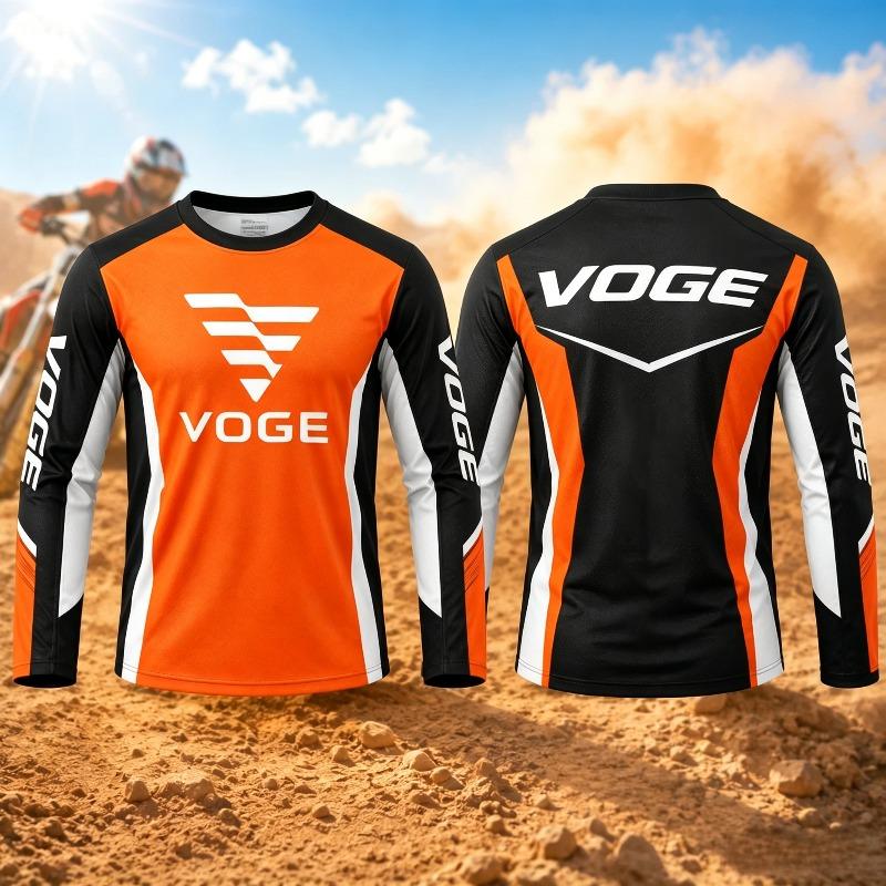 Unisex Motocross Inspired Long Sleeve Jersey 3D Print Voge Logo Graphic Breathable Quick Dry Offroad Riding Sports Top Kids