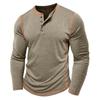 Herren Plus Size Langarm Henley T-Shirt Lässig Rundhals Tägliches Oberteil