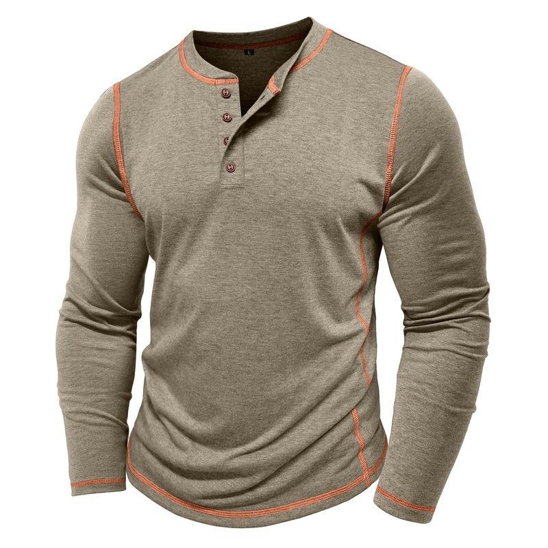 Herren Plus Size Langarm Henley T-Shirt Lässig Rundhals Tägliches Oberteil