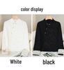 2024 Women's Retro Jacquard Frog Button Long Sleeve Shirt with Stand Collar