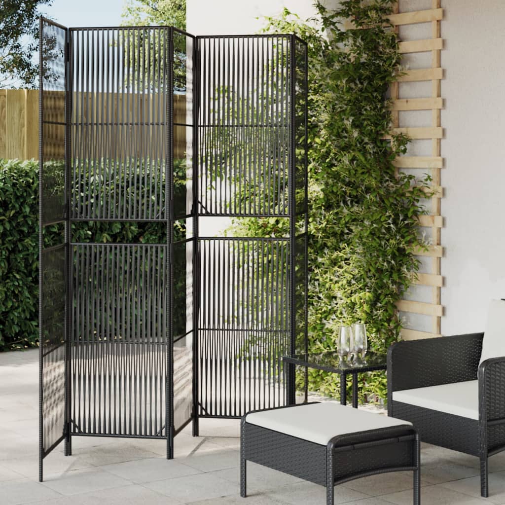 Vidaxl 5-Panel Screen, Black, Poly Rattan