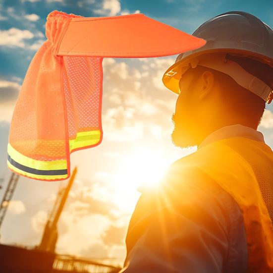 Solhatt med nakkebeskyttelse Dekor Høy synlighet Reflekterende belter Meshdesign UV-beskyttelse Vernehjelm Dag Natt Sikkerhetslue