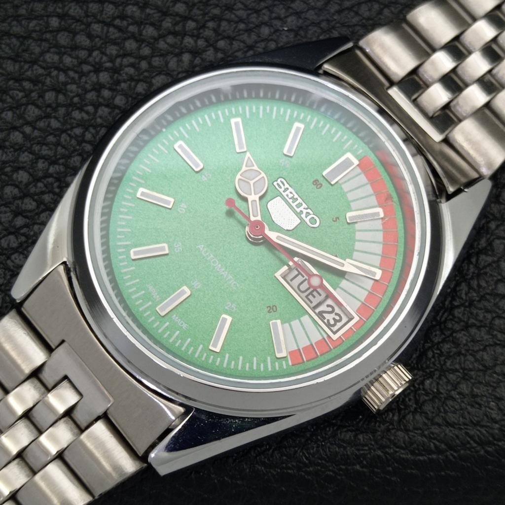 VINTAGE REFURBISHED SEIKO 5 AUTOMATIC 6309A JAPAN MENS GREEN WATCH A440753-4 Sk-a440753