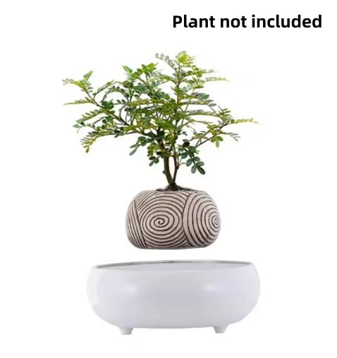 Levitating Air Bonsai Pot Rotation Flower Pot Planters Magnetic Levitation Suspension Floating Pot Potted Plant Home Desk Decor EU Plug