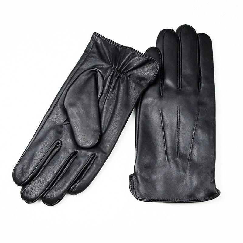 

Мужские зимние кожаные перчатки с черной минималистичной бархатной подкладкой, уличные теплые перчатки из овчины для езды на мотоцикле 11
