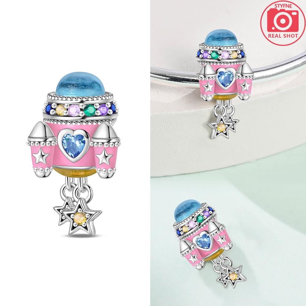 Transportation Copper Pink Rocket Bicycle Blue Ship Car Airplane Beads Charm For Original Bracelet Woman Girl Jewelry