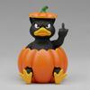 Halloween Ornament Pumpkin King Cat Duck Black Cat in Pumpkin Angry Expression Middle Finger Gesture Spooky Season Decor