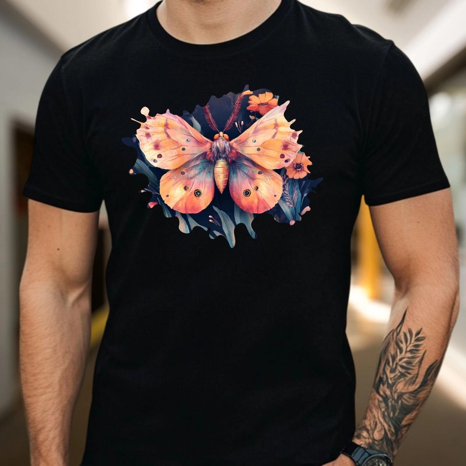 T-Shirt Herren Motte mit Blume Motiv Baumwolle Größe S bis 5XL XXL